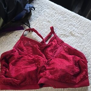 Lace Bralette Stype Swim Top in Red